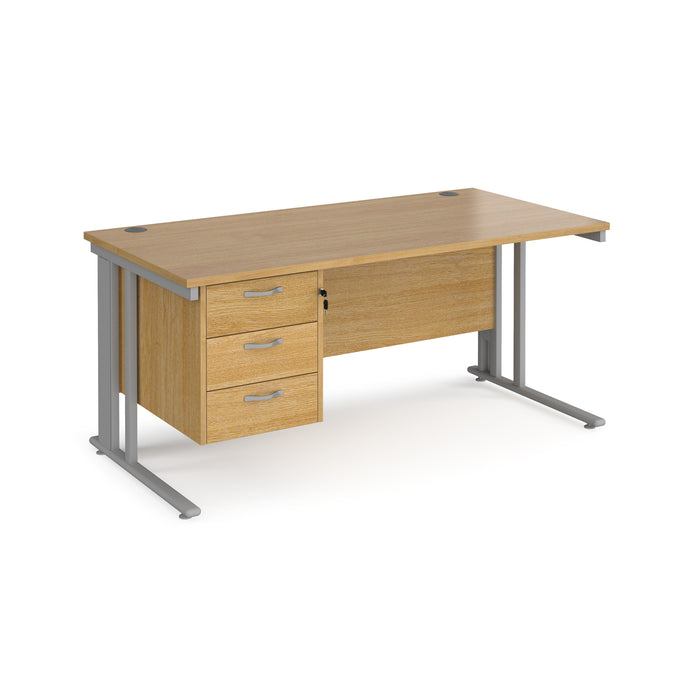 Maestro 25 straight desk with 3 drawer pedestal with cable managed leg frame