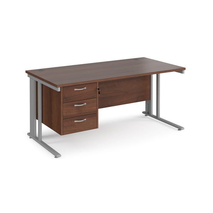 Maestro 25 straight desk with 3 drawer pedestal with cable managed leg frame