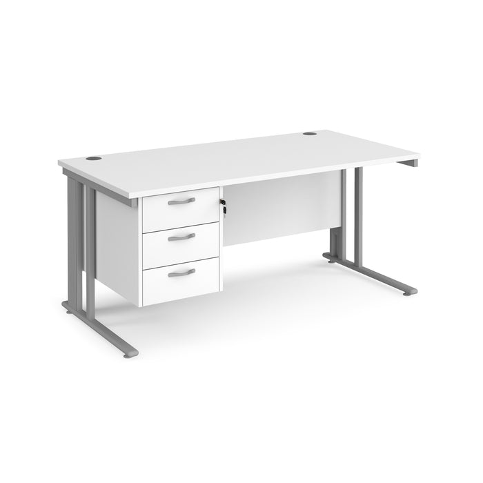 Maestro 25 straight desk with 3 drawer pedestal with cable managed leg frame