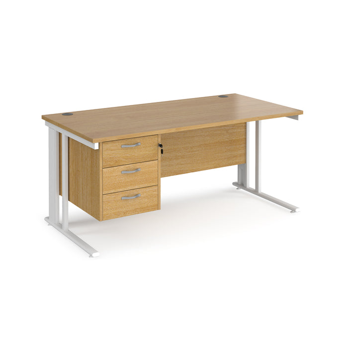 Maestro 25 straight desk with 3 drawer pedestal with cable managed leg frame