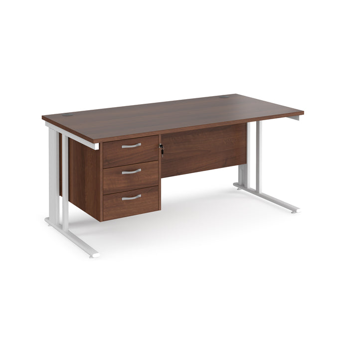 Maestro 25 straight desk with 3 drawer pedestal with cable managed leg frame