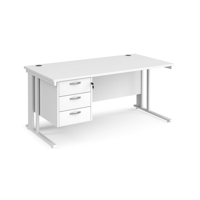 Maestro 25 straight desk with 3 drawer pedestal with cable managed leg frame