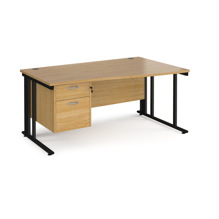 Maestro 25 right hand wave desk wide with 2 drawer pedestal and cable managed leg frame