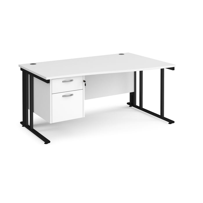 Maestro 25 right hand wave desk wide with 2 drawer pedestal and cable managed leg frame