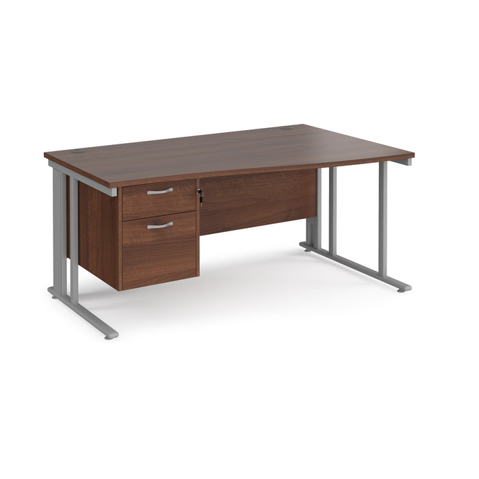 Maestro 25 right hand wave desk wide with 2 drawer pedestal and cable managed leg frame