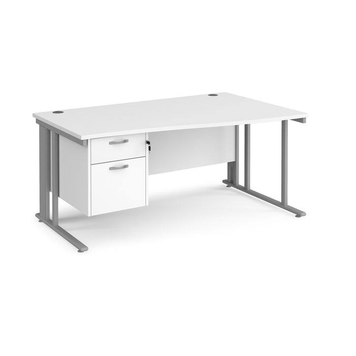 Maestro 25 right hand wave desk wide with 2 drawer pedestal and cable managed leg frame