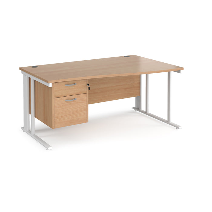 Maestro 25 right hand wave desk wide with 2 drawer pedestal and cable managed leg frame