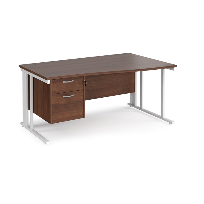 Maestro 25 right hand wave desk wide with 2 drawer pedestal and cable managed leg frame