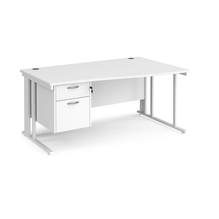 Maestro 25 right hand wave desk wide with 2 drawer pedestal and cable managed leg frame