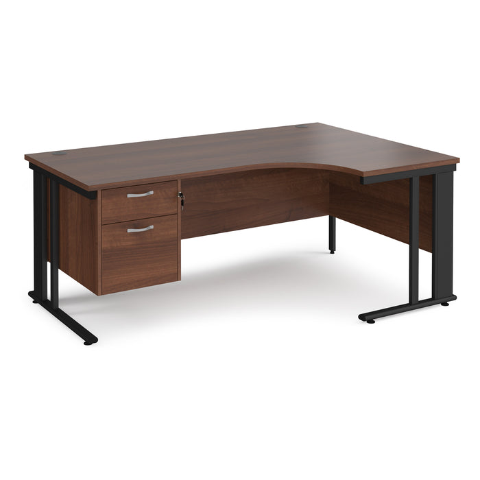 Maestro 25 right hand ergonomic desk with 2 drawer pedestal and cable managed leg frame