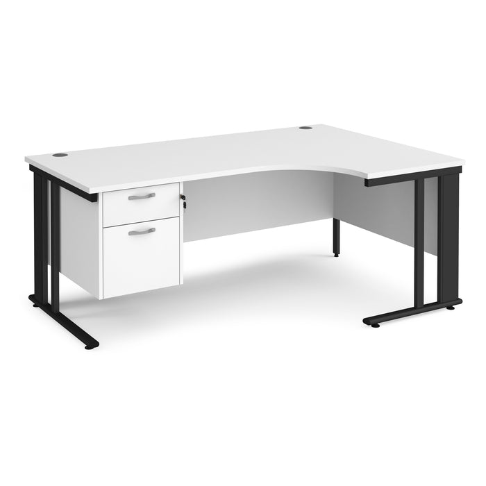 Maestro 25 right hand ergonomic desk with 2 drawer pedestal and cable managed leg frame