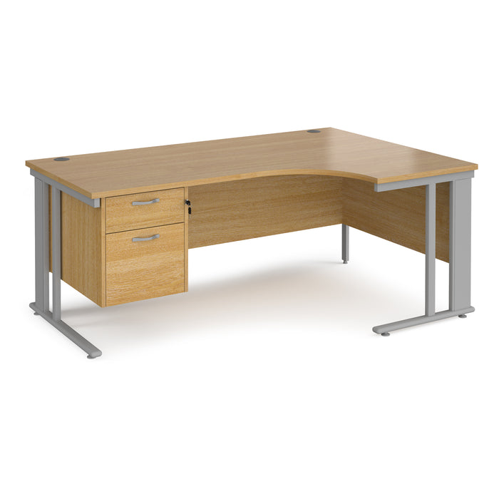 Maestro 25 right hand ergonomic desk with 2 drawer pedestal and cable managed leg frame