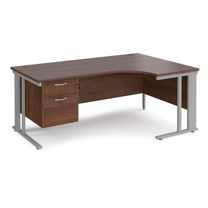 Maestro 25 right hand ergonomic desk with 2 drawer pedestal and cable managed leg frame