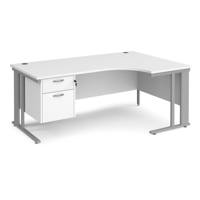 Maestro 25 right hand ergonomic desk with 2 drawer pedestal and cable managed leg frame