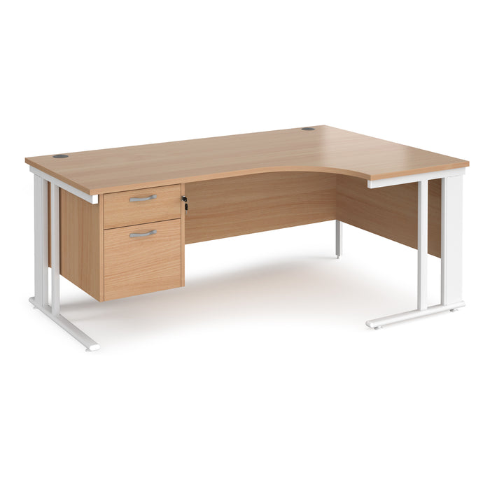 Maestro 25 right hand ergonomic desk with 2 drawer pedestal and cable managed leg frame