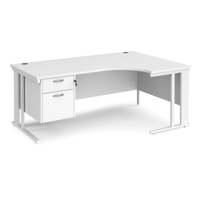 Maestro 25 right hand ergonomic desk with 2 drawer pedestal and cable managed leg frame