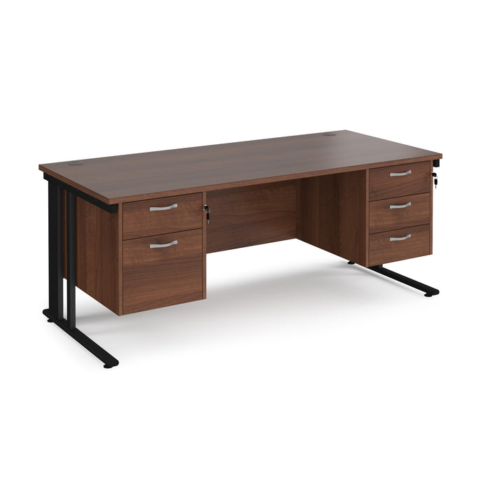 Maestro 25 straight desk with 2 and 3 drawer pedestals and cable managed leg frame