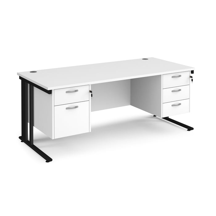 Maestro 25 straight desk with 2 and 3 drawer pedestals and cable managed leg frame