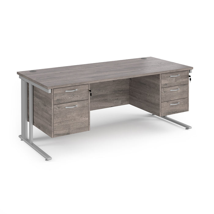 Maestro 25 straight desk with 2 and 3 drawer pedestals and cable managed leg frame