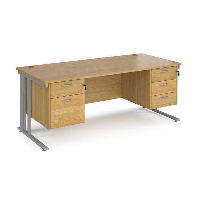 Maestro 25 straight desk with 2 and 3 drawer pedestals and cable managed leg frame