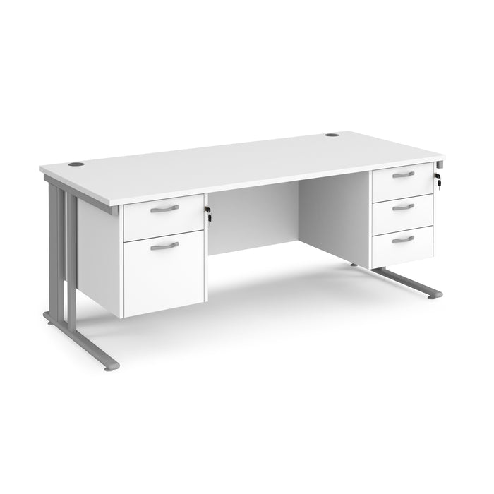 Maestro 25 straight desk with 2 and 3 drawer pedestals and cable managed leg frame