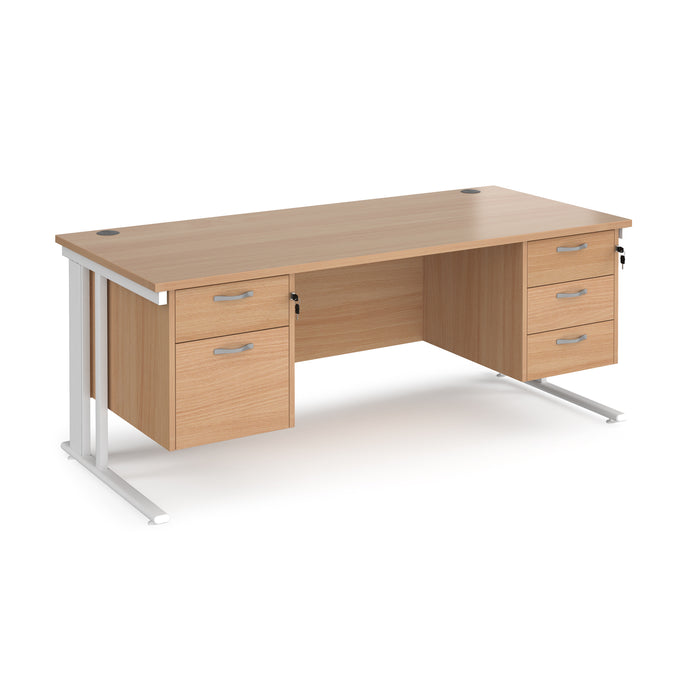 Maestro 25 straight desk with 2 and 3 drawer pedestals and cable managed leg frame