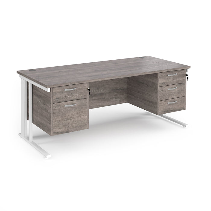 Maestro 25 straight desk with 2 and 3 drawer pedestals and cable managed leg frame