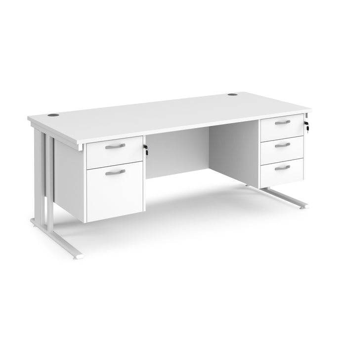 Maestro 25 straight desk with 2 and 3 drawer pedestals and cable managed leg frame