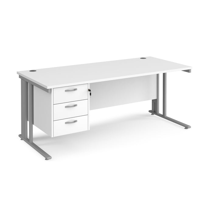 Maestro 25 straight desk with 3 drawer pedestal with cable managed leg frame