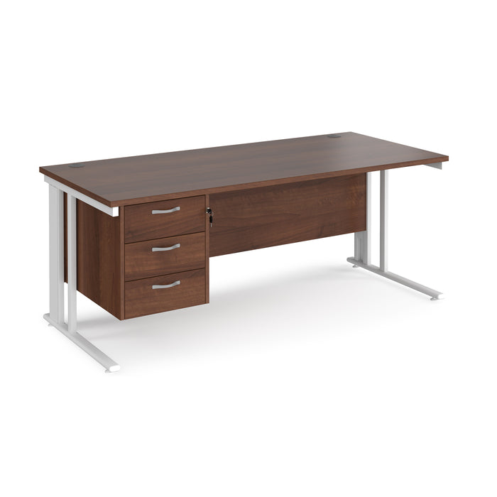 Maestro 25 straight desk with 3 drawer pedestal with cable managed leg frame