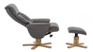 Teknik Montreal Recliner Grey PU with Swivel Recline Function Stylish Natural Wood Five Star Base and Matching Footstool - image 5