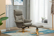 Teknik Montreal Recliner Grey PU with Swivel Recline Function Stylish Natural Wood Five Star Base and Matching Footstool - image 3