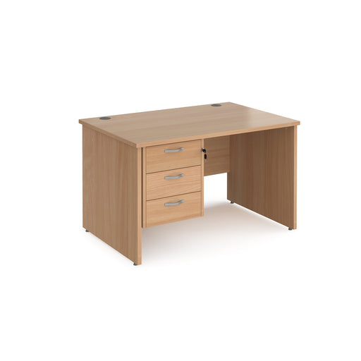 Maestro 25 - Panel End Leg Straight Desk with Three Drawer Pedestal.