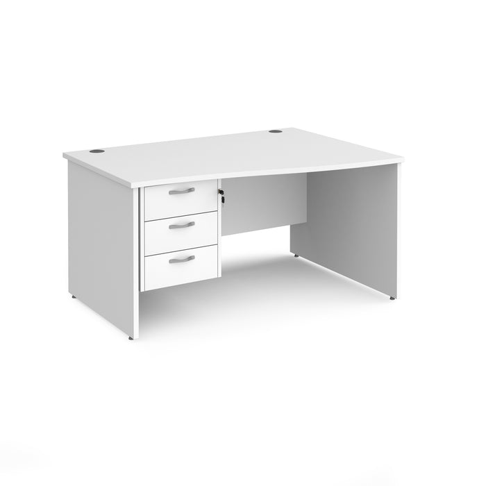 Maestro 25 right hand wave desk with 3 drawer pedestal and panel end leg