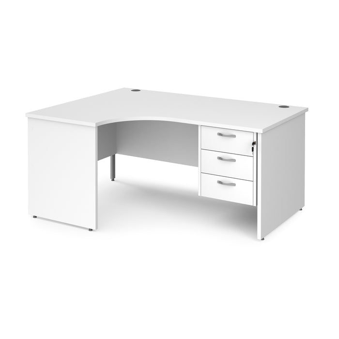 Maestro 25 left hand ergonomic desk with 3 drawer pedestal and panel end leg