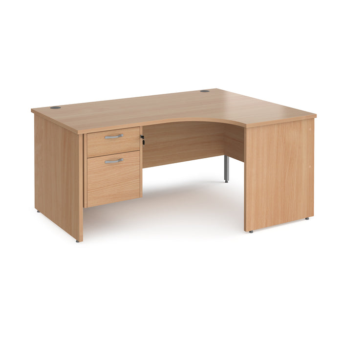 Maestro 25 right hand ergonomic desk with 2 drawer pedestal and panel end leg