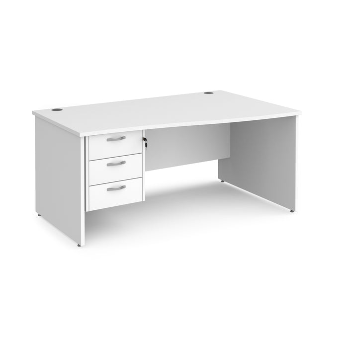 Maestro 25 right hand wave desk with 3 drawer pedestal and panel end leg