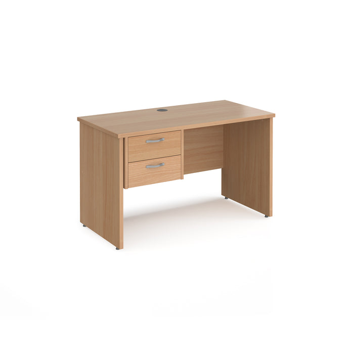 Maestro 25 straight desk 600mm deep with 2 drawer pedestal and panel end leg