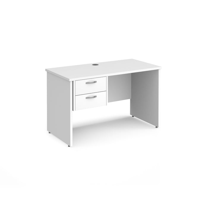 Maestro 25 straight desk 600mm deep with 2 drawer pedestal and panel end leg