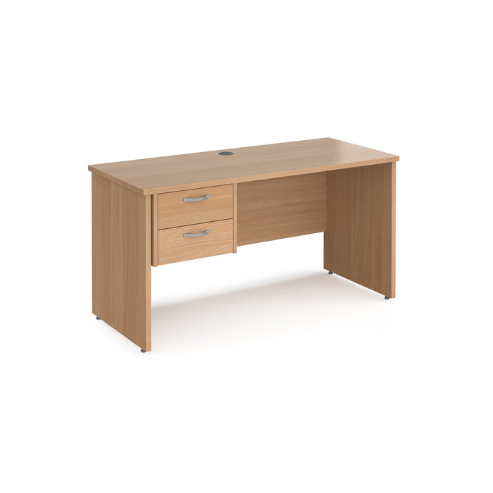 Maestro 25 straight desk 600mm deep with 2 drawer pedestal and panel end leg