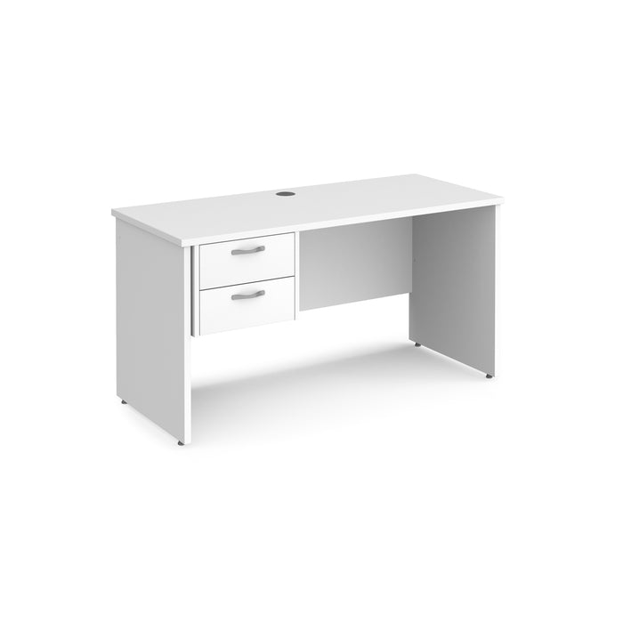 Maestro 25 straight desk 600mm deep with 2 drawer pedestal and panel end leg