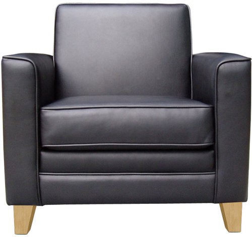 Teknik Newport Black Leather Faced Reception Armchair With Wooden Feet - image 2