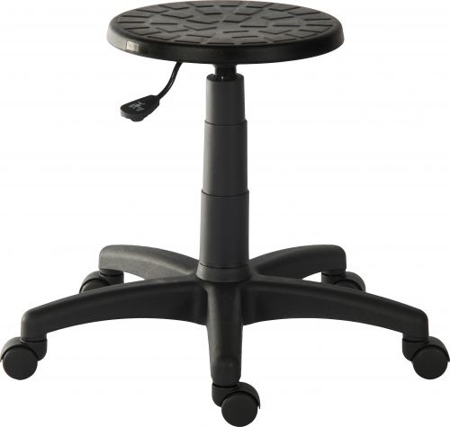 Teknik Polly Black Stool With A Height Adjustable Easy Clean Seat and A Durable Nylon Base