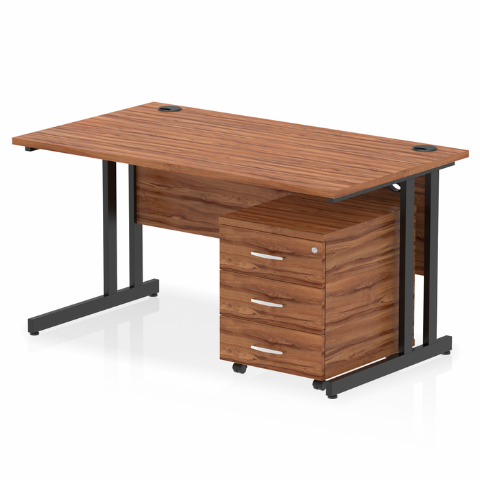 OE - Impulse 1400mm Cantilever Straight Desk With Mobile Pedestal