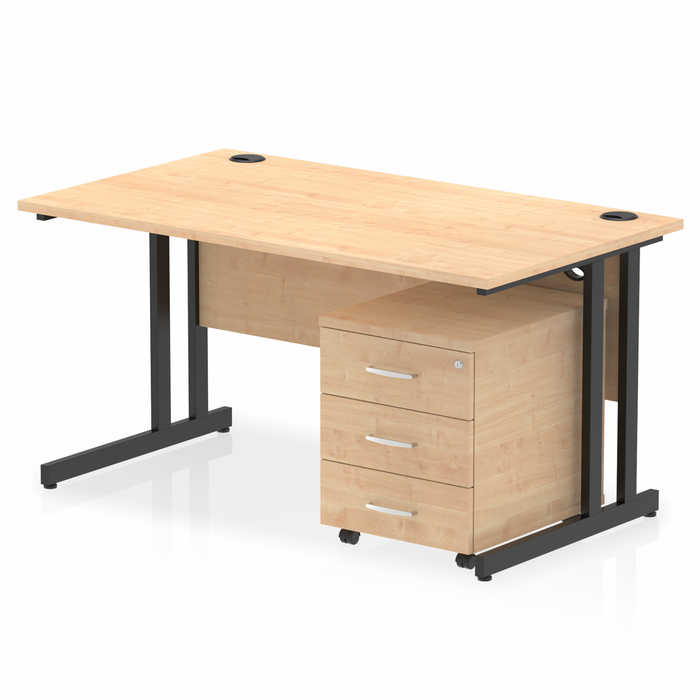 OE - Impulse 1400mm Cantilever Straight Desk With Mobile Pedestal