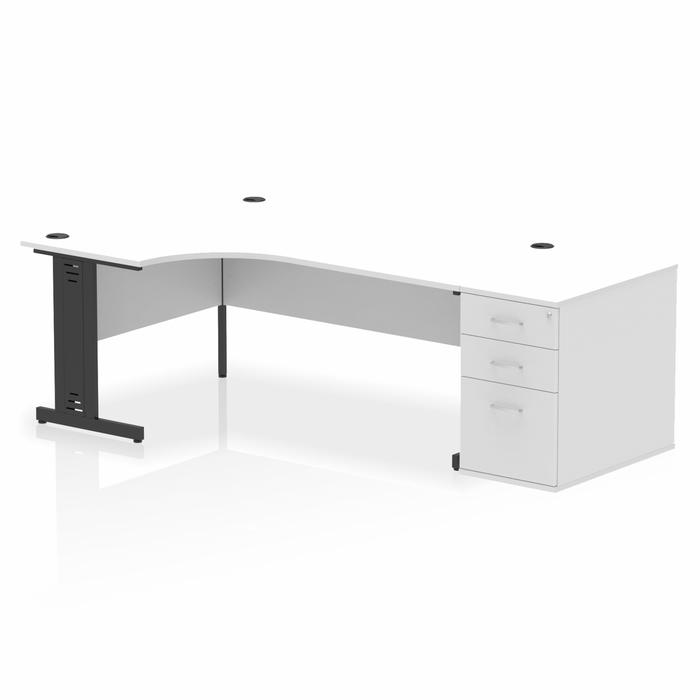 Impulse 1800mm Cable Managed Left Crescent Desk Workstation