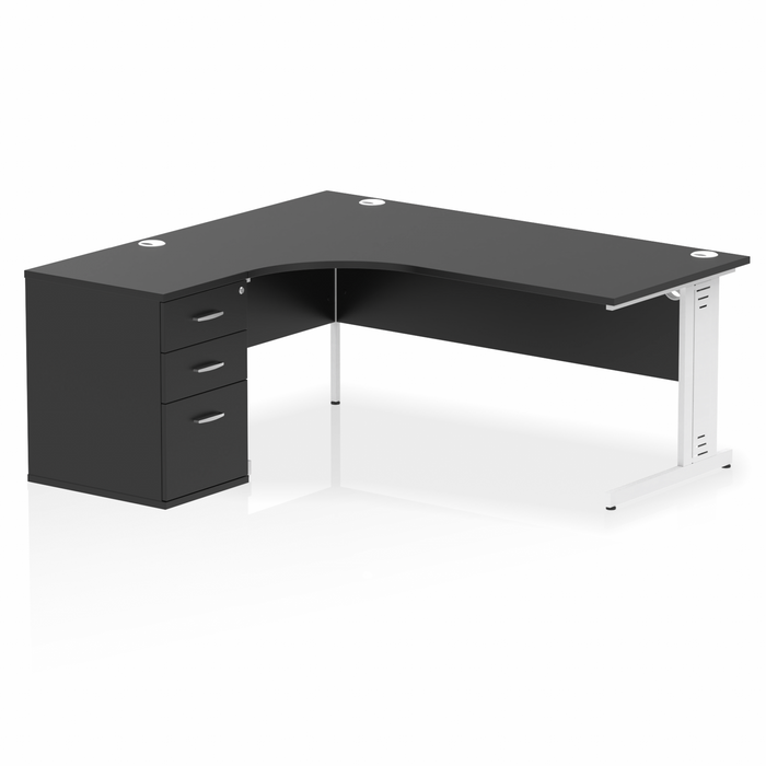 Impulse 1800mm Cable Managed Left Crescent Desk Workstation