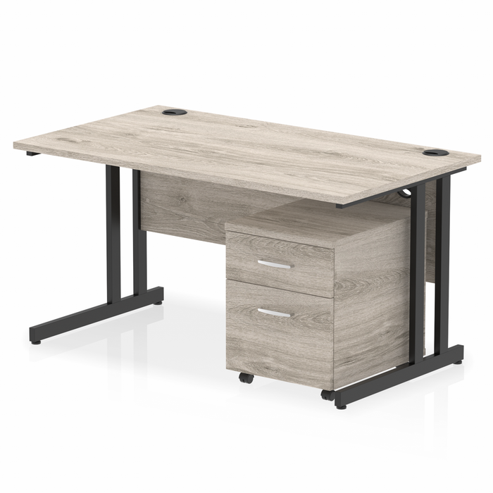 OE - Impulse 1400mm Cantilever Straight Desk With Mobile Pedestal