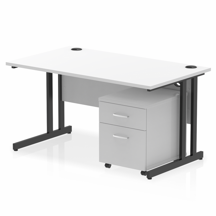 OE - Impulse 1400mm Cantilever Straight Desk With Mobile Pedestal