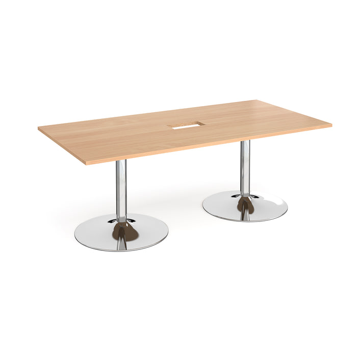 Trumpet base rectangular power ready boardroom table